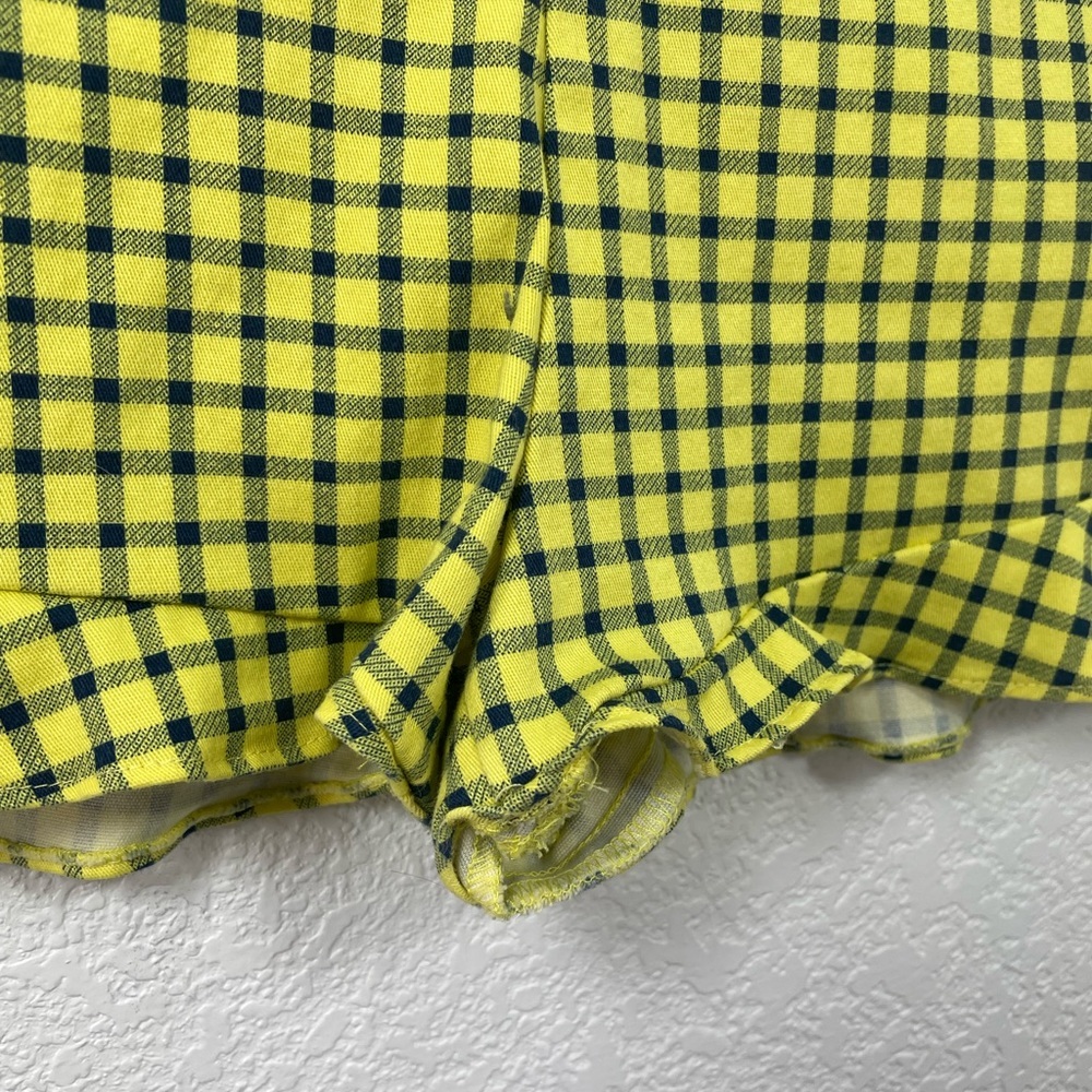 Zara Yellow / Black Check Ruffle High Rise Shorts - Picture 7 of 10